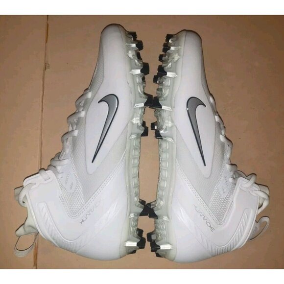 NIKE ALPHA HUARACHE 8 ELITE LACROSSE FOOTBALL WHITE/BLUE MEN'S Sizes NEW - Picture 9 of 16
